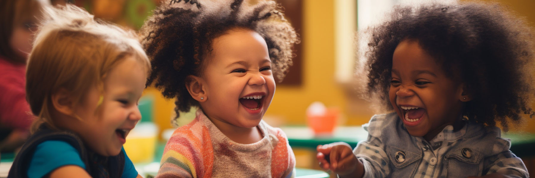 A group of young children smiling and laughing