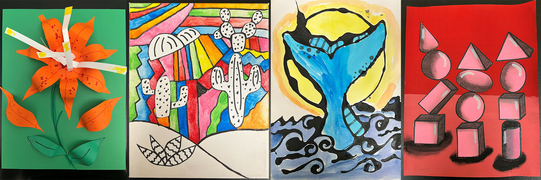 A group of student-made art work