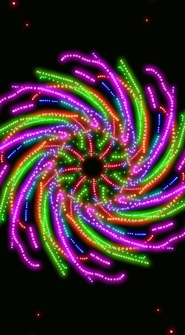 A rainbow galaxy on a black background.