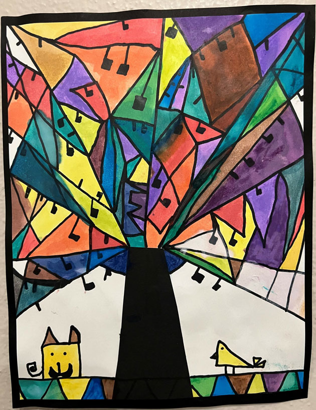 An artwork of a geometric tree.